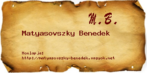 Matyasovszky Benedek névjegykártya